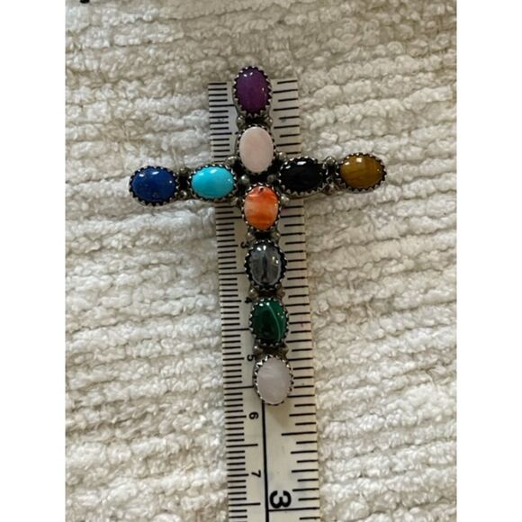 Vintage Native American Navajo Sterling Silver Cross signed by  Lenora Begay. - Picture 4 of 5